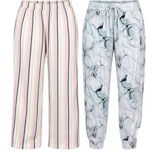 Jenni & Alfani Intimates Pajama Pants Lot 2pk 3X Cotton Stripe & Marble Jogger
